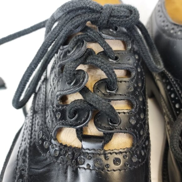 Thistle Gillie Brogues Shoes Men UK 5.5 EU38 Black Leather Highland Dress Oxford - Picture 5 of 16